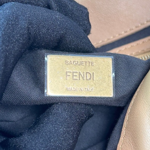 Fendi Nappa FF 1974 Embossed Baguette Bag Beige - Picture 12 of 15